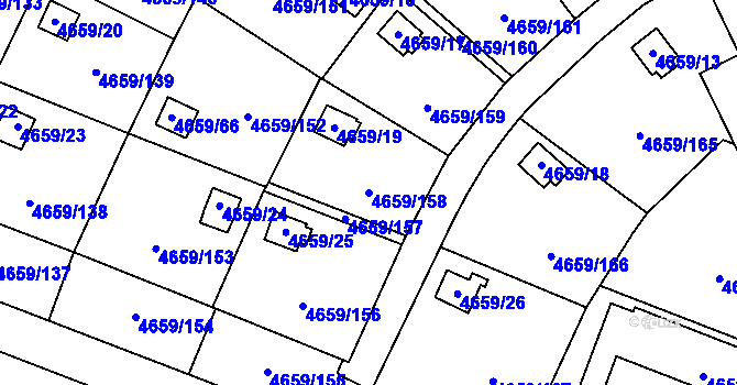 Parcela st. 4659/158 v KÚ Dejvice, Katastrální mapa
