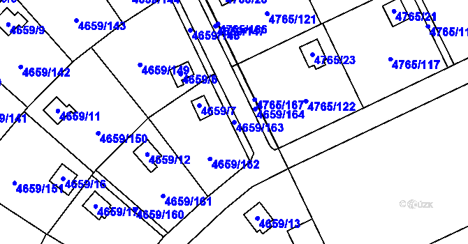 Parcela st. 4659/163 v KÚ Dejvice, Katastrální mapa