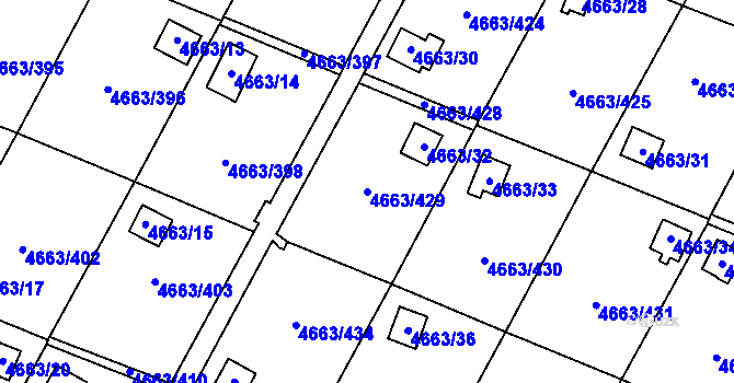 Parcela st. 4663/429 v KÚ Dejvice, Katastrální mapa