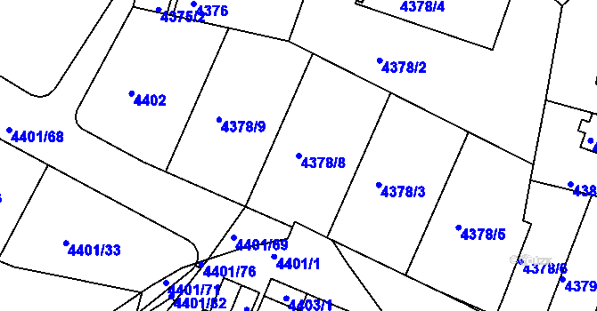 Parcela st. 4378/8 v KÚ Dejvice, Katastrální mapa