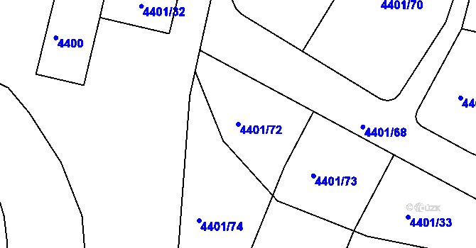 Parcela st. 4401/72 v KÚ Dejvice, Katastrální mapa