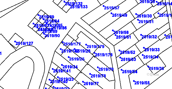 Parcela st. 2519/179 v KÚ Dejvice, Katastrální mapa
