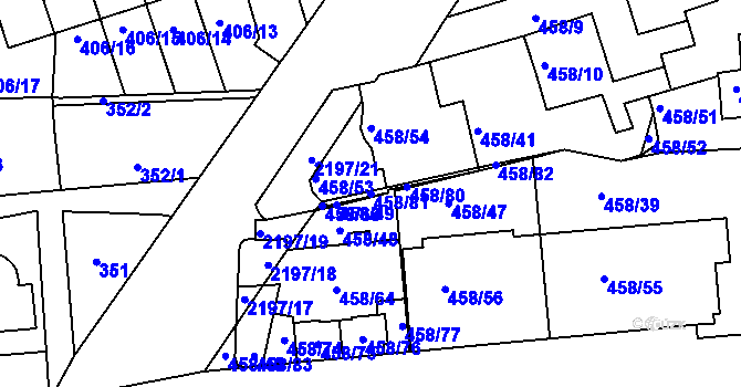Parcela st. 458/81 v KÚ Střešovice, Katastrální mapa