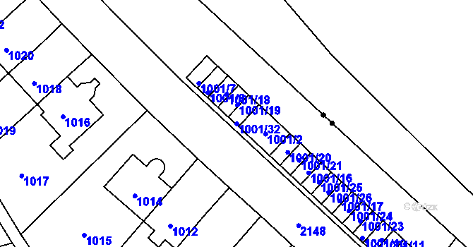 Parcela st. 1001/32 v KÚ Střešovice, Katastrální mapa