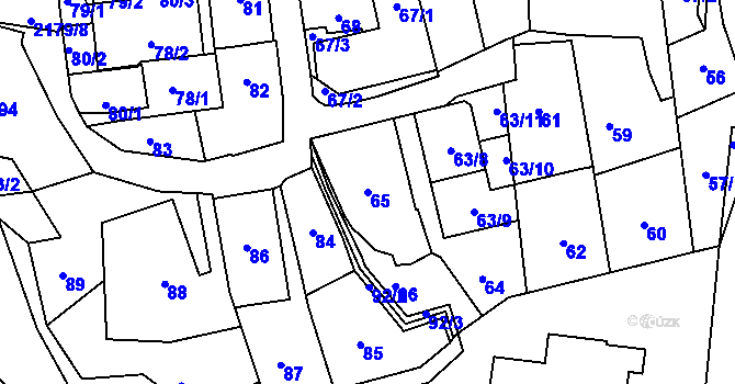 Parcela st. 65 v KÚ Střešovice, Katastrální mapa