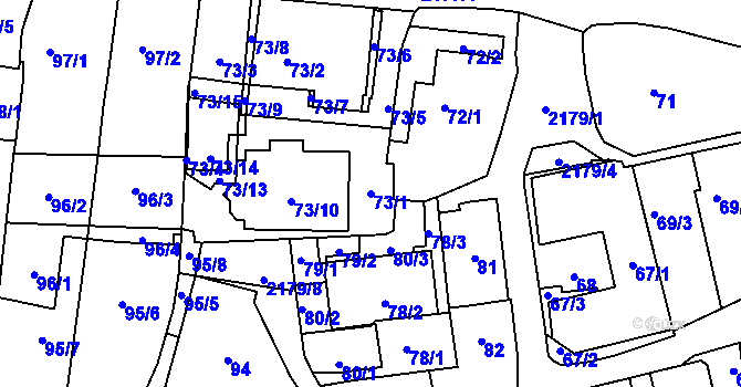 Parcela st. 73/1 v KÚ Střešovice, Katastrální mapa
