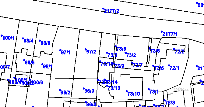 Parcela st. 73/3 v KÚ Střešovice, Katastrální mapa
