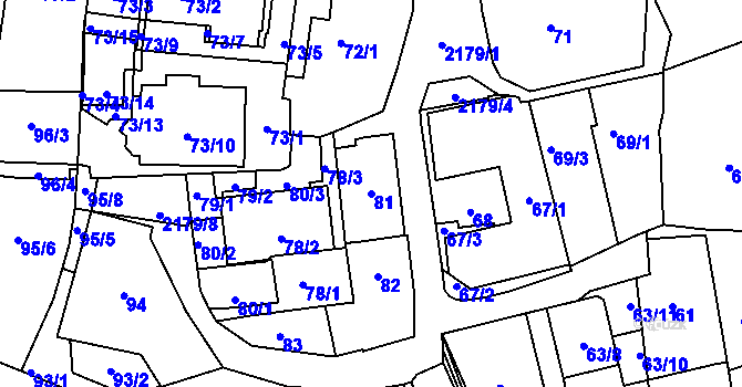 Parcela st. 81 v KÚ Střešovice, Katastrální mapa