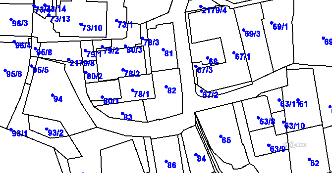 Parcela st. 82 v KÚ Střešovice, Katastrální mapa