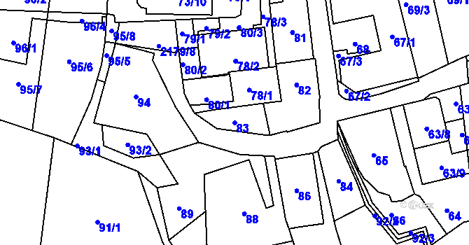 Parcela st. 83 v KÚ Střešovice, Katastrální mapa