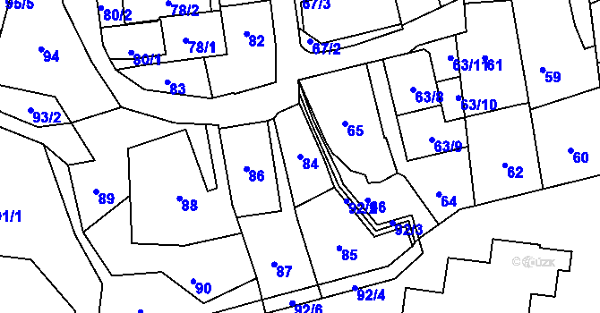 Parcela st. 84 v KÚ Střešovice, Katastrální mapa