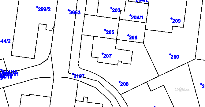 Parcela st. 207 v KÚ Střešovice, Katastrální mapa