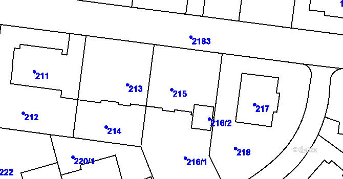 Parcela st. 215 v KÚ Střešovice, Katastrální mapa