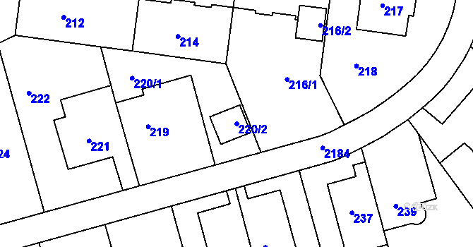Parcela st. 220/2 v KÚ Střešovice, Katastrální mapa