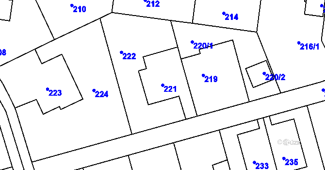 Parcela st. 221 v KÚ Střešovice, Katastrální mapa