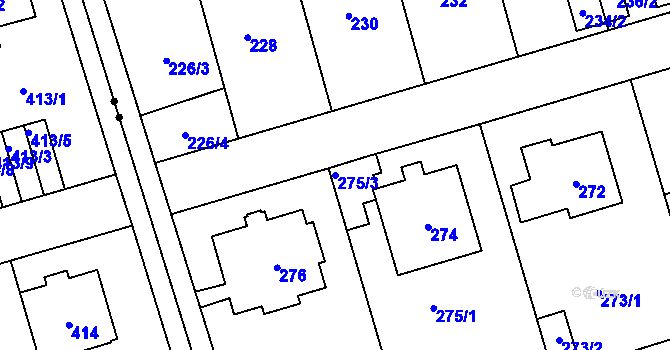 Parcela st. 275/3 v KÚ Střešovice, Katastrální mapa