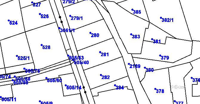 Parcela st. 281 v KÚ Střešovice, Katastrální mapa