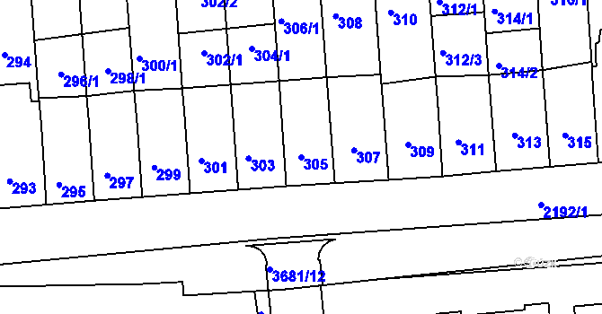 Parcela st. 305 v KÚ Střešovice, Katastrální mapa