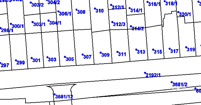 Parcela st. 309 v KÚ Střešovice, Katastrální mapa