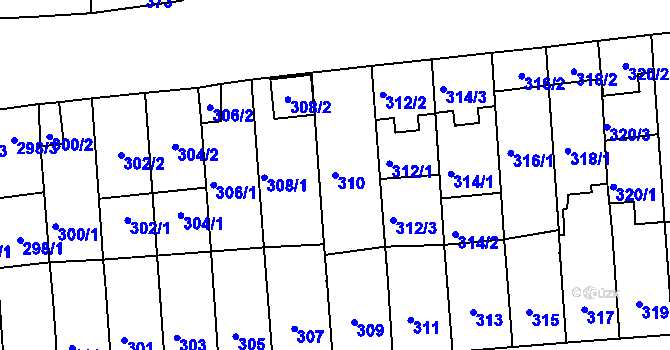 Parcela st. 310 v KÚ Střešovice, Katastrální mapa