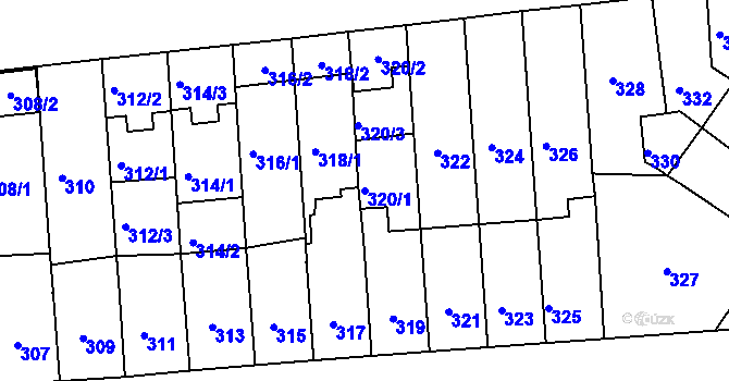 Parcela st. 320/1 v KÚ Střešovice, Katastrální mapa
