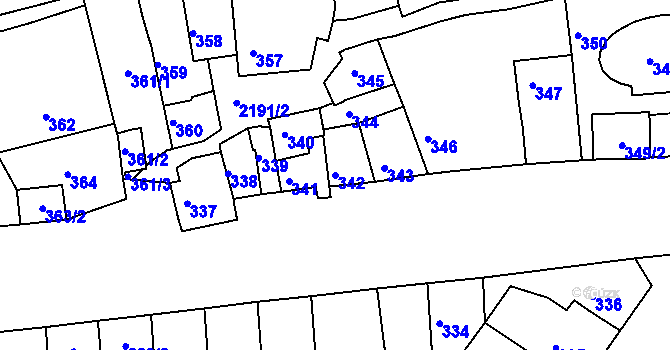 Parcela st. 342 v KÚ Střešovice, Katastrální mapa