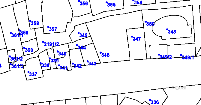 Parcela st. 346 v KÚ Střešovice, Katastrální mapa