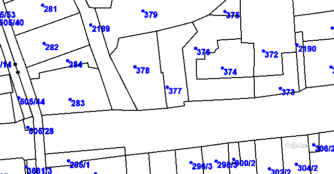 Parcela st. 377 v KÚ Střešovice, Katastrální mapa