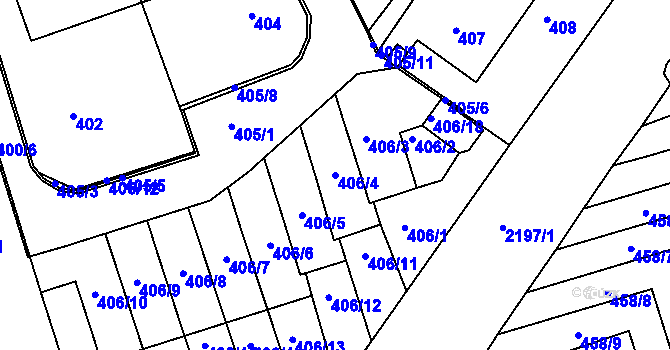 Parcela st. 406/4 v KÚ Střešovice, Katastrální mapa