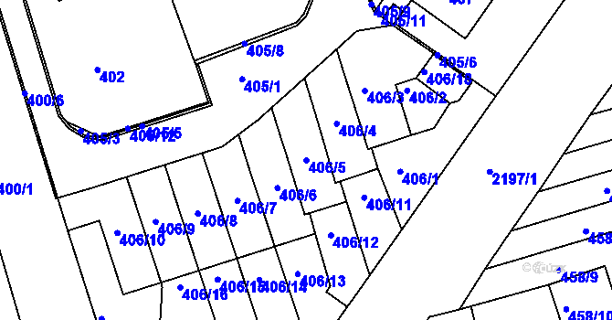 Parcela st. 406/5 v KÚ Střešovice, Katastrální mapa