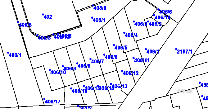 Parcela st. 406/6 v KÚ Střešovice, Katastrální mapa