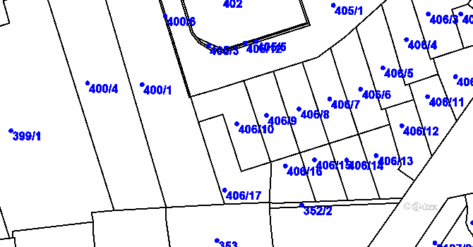 Parcela st. 406/10 v KÚ Střešovice, Katastrální mapa