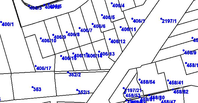 Parcela st. 406/13 v KÚ Střešovice, Katastrální mapa