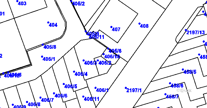 Parcela st. 406/18 v KÚ Střešovice, Katastrální mapa