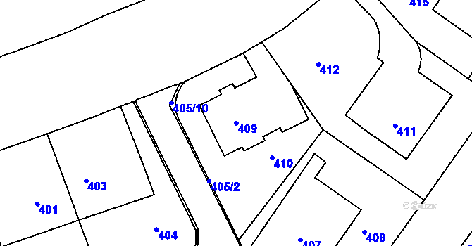 Parcela st. 409 v KÚ Střešovice, Katastrální mapa