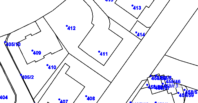 Parcela st. 411 v KÚ Střešovice, Katastrální mapa