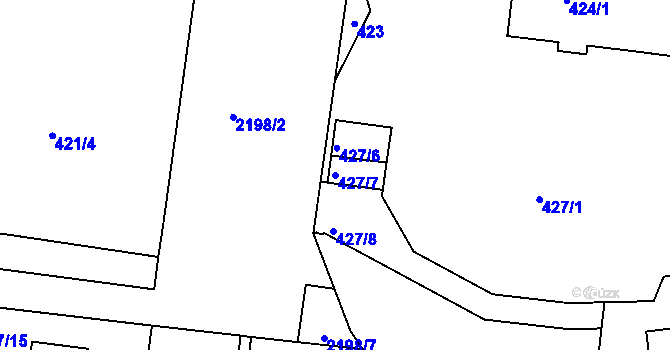 Parcela st. 427/7 v KÚ Střešovice, Katastrální mapa