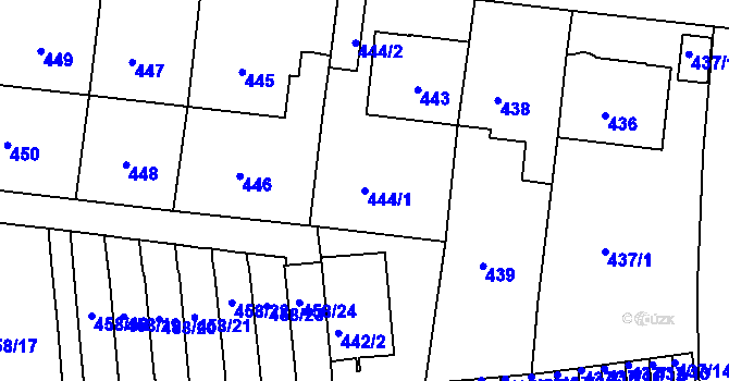 Parcela st. 444/1 v KÚ Střešovice, Katastrální mapa
