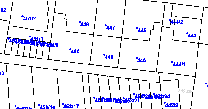 Parcela st. 448 v KÚ Střešovice, Katastrální mapa