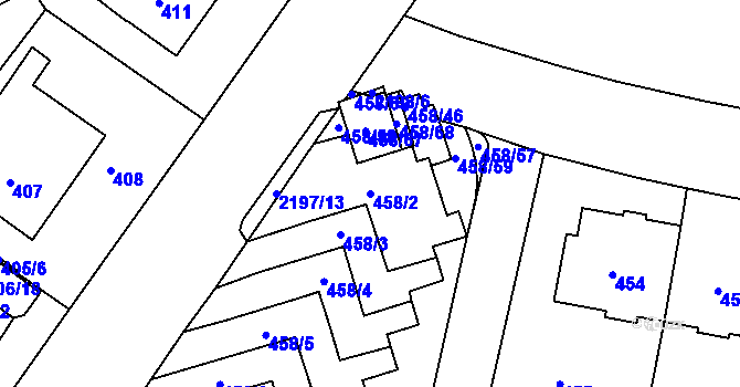 Parcela st. 458/2 v KÚ Střešovice, Katastrální mapa