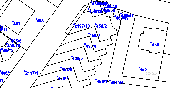 Parcela st. 458/4 v KÚ Střešovice, Katastrální mapa