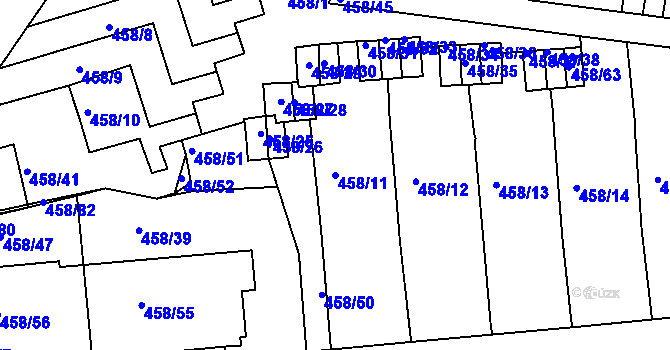 Parcela st. 458/11 v KÚ Střešovice, Katastrální mapa