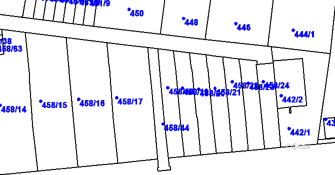 Parcela st. 458/18 v KÚ Střešovice, Katastrální mapa