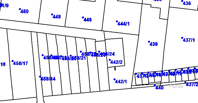 Parcela st. 458/24 v KÚ Střešovice, Katastrální mapa