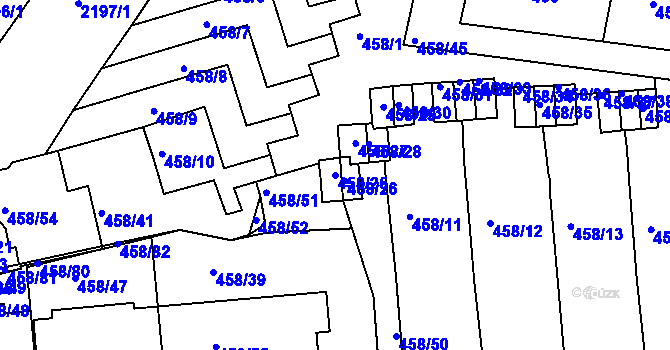 Parcela st. 458/25 v KÚ Střešovice, Katastrální mapa