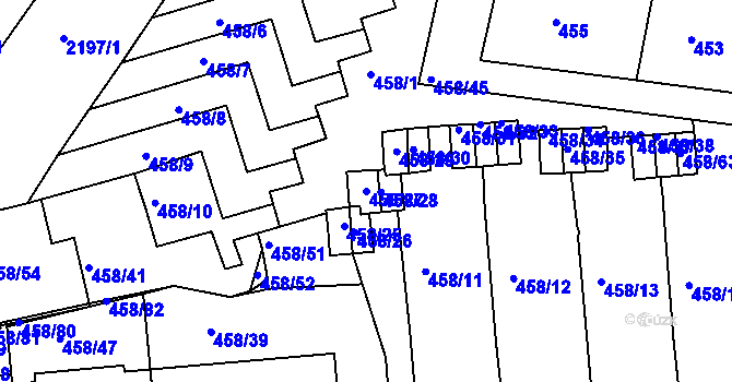 Parcela st. 458/27 v KÚ Střešovice, Katastrální mapa