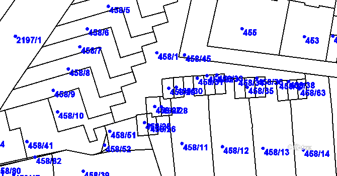 Parcela st. 458/29 v KÚ Střešovice, Katastrální mapa
