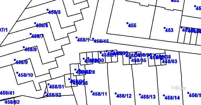 Parcela st. 458/31 v KÚ Střešovice, Katastrální mapa
