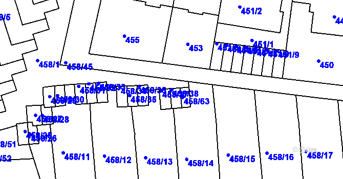 Parcela st. 458/38 v KÚ Střešovice, Katastrální mapa