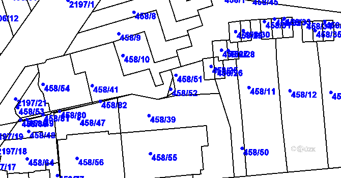 Parcela st. 458/52 v KÚ Střešovice, Katastrální mapa